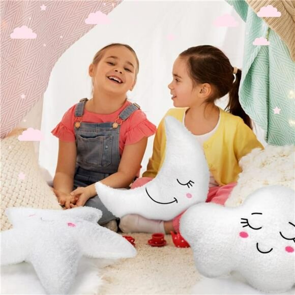 Moon Star Cloud Plush Pillow Set Soft Stuffed Cushion Nursery Kids Room Decor Gi - Picture 5 of 7